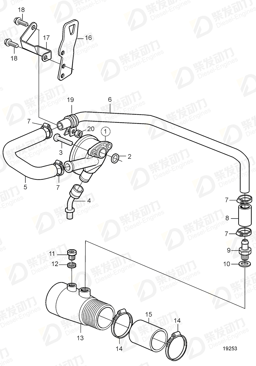 VOLVO Connecting sleeve 20460462 Drawing